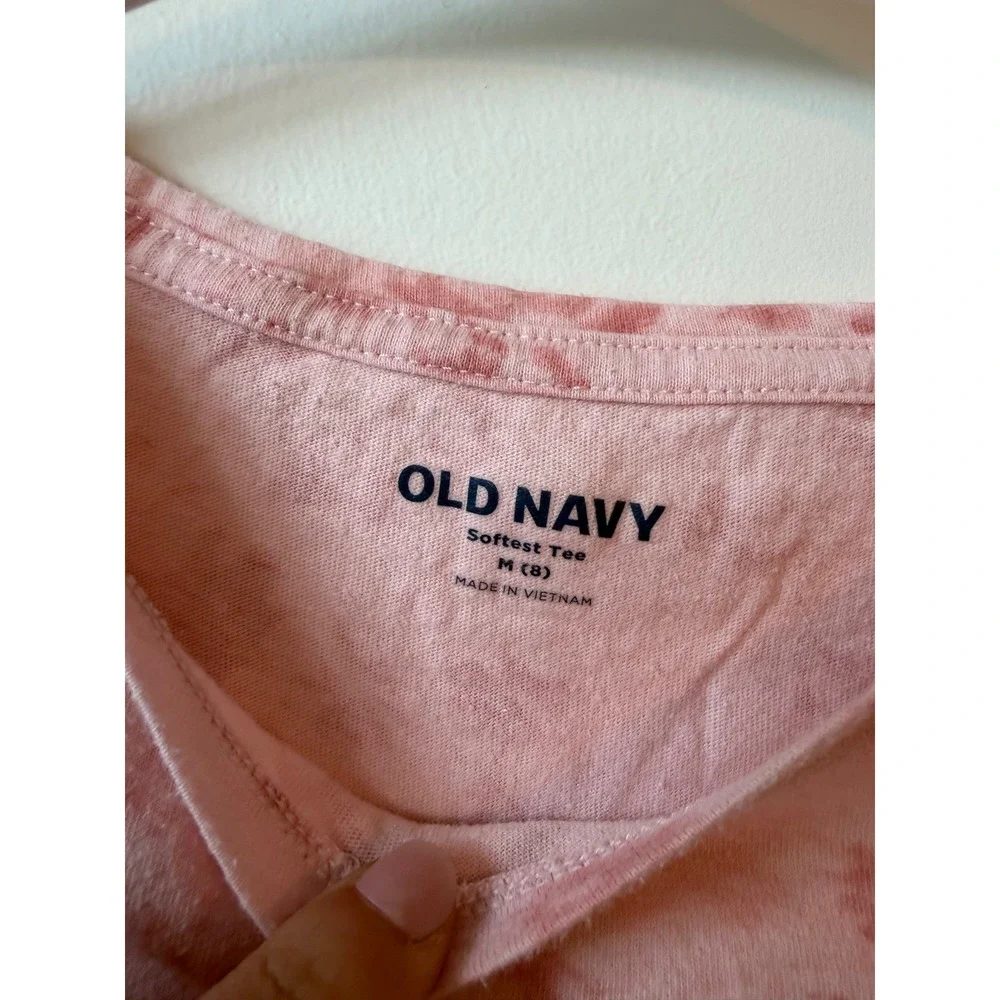 Old Navy Girls Softest Tee Pink Acid Wash Floral Long Sleeve Shirt Size M 8